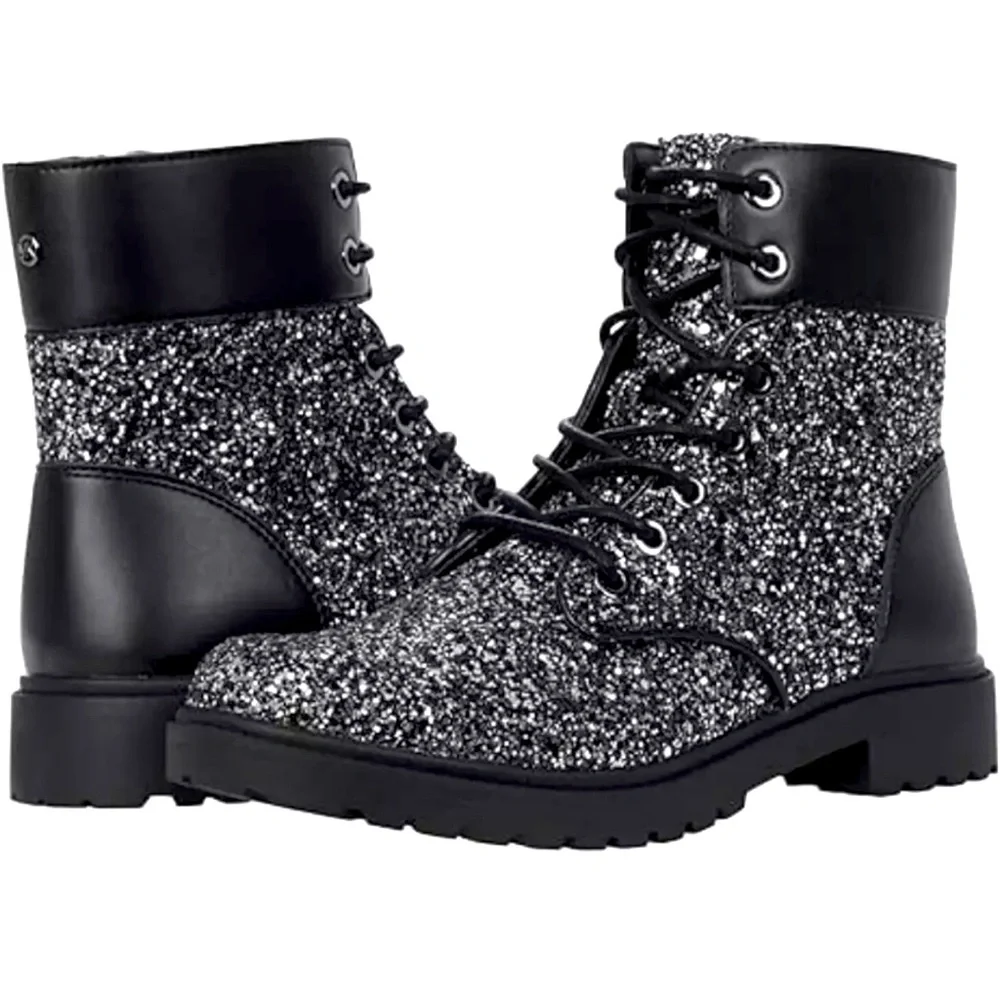 NWOT Michael Kors Alistair Bootie Chunky Glitter Combat Boots Size 6 NO BOX - Picture 1 of 7